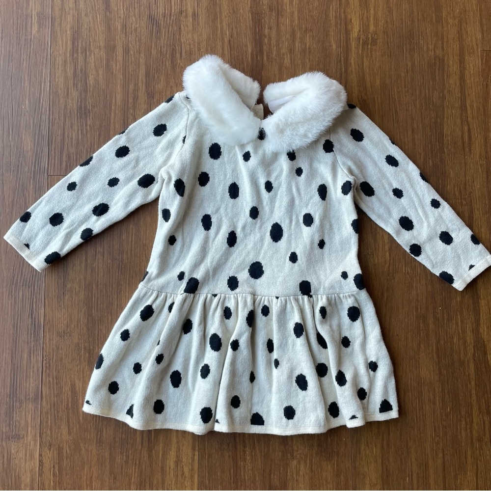 Cruella Deville Dress 6-12 months Costume Spots Dot Baby 101 Dalmatian Faux Fur - Picture 1 of 8